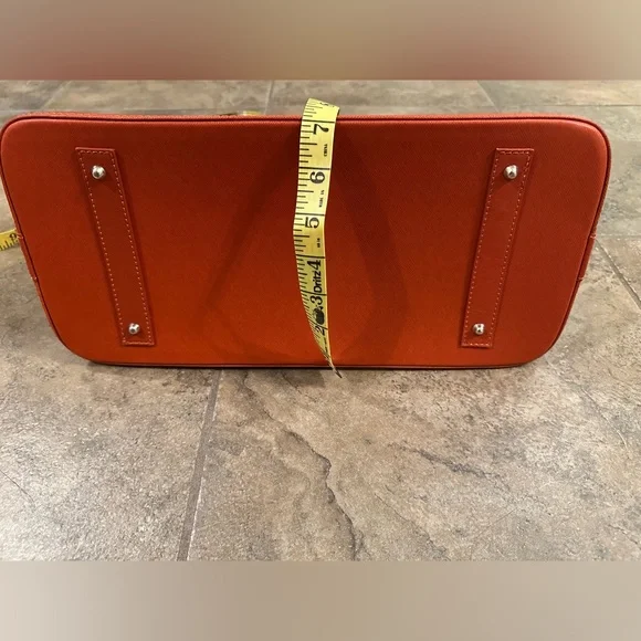 Pulicati Orange Brown Genuine Italian Leather Alma Bag Purse - Picture 4 of 6